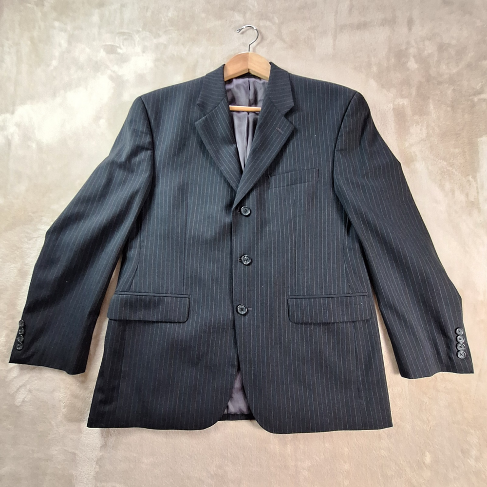 Chaps Blazer Men's 40S Blue Pinstripe Striped Double Vented Ralph Lauren